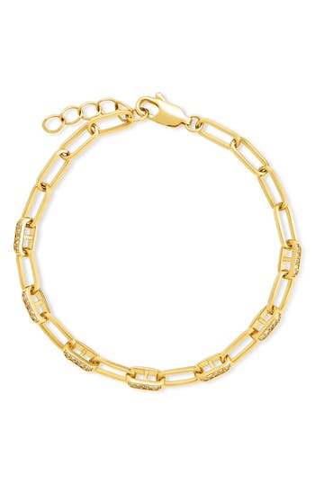 Sterling Forever Fiona Cubic Zirconia Statement Chain Bracelet In Gold