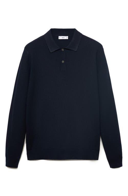 Mango Men's Micro-structured Cotton Polo Shirt In Blue