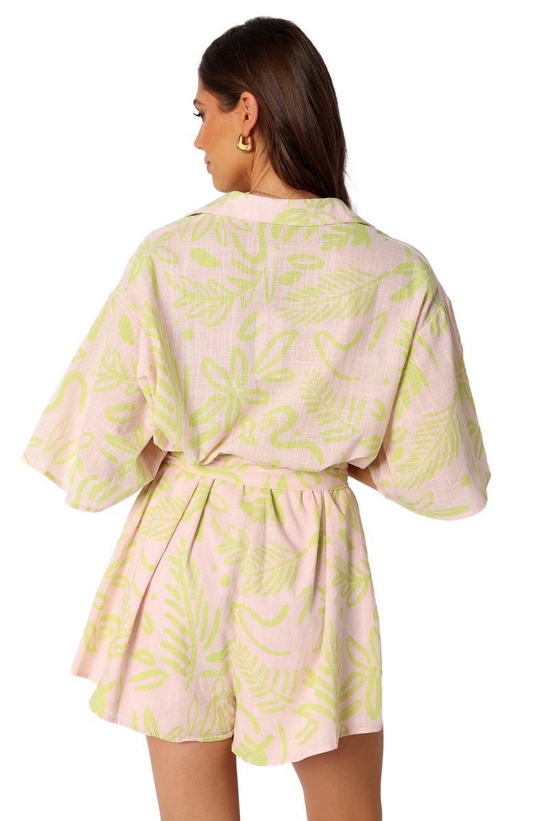 Petal & Pup Dolce Tie Waist Cotton Romper, Alternate, color, Citrus