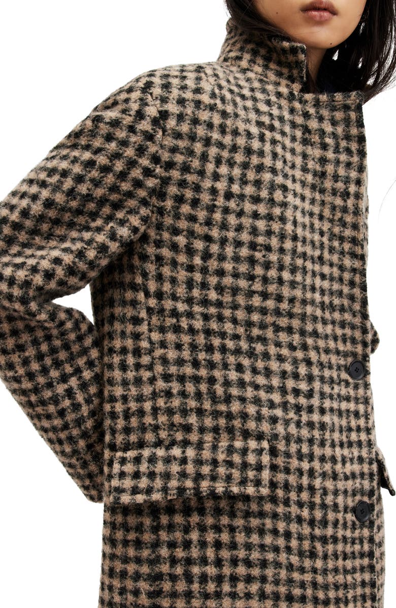 AllSaints James Check Coat, Alternate, color, Check Brown