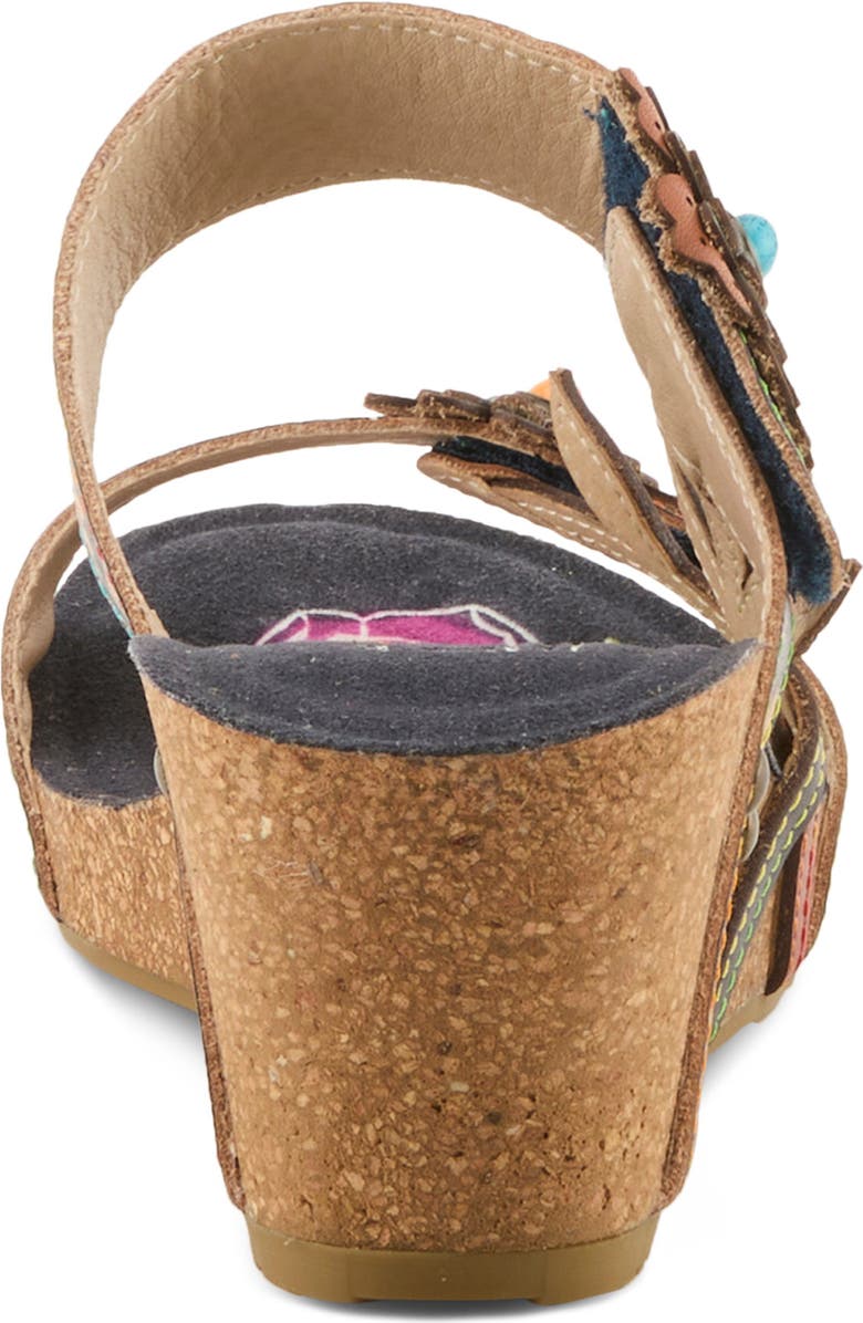 L'Artiste by Spring Step Moai Platform Wedge Sandal, Alternate, color, Navy Multi