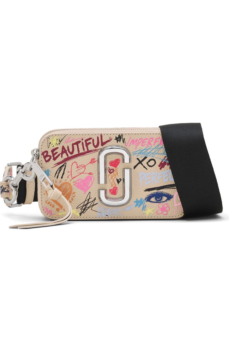 Marc Jacobs The Punk Scribble Snapshot Crossbody Bag, Main, color, Beige Multi