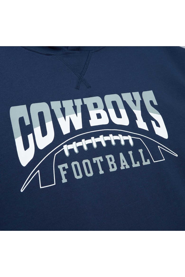 Men's Mitchell & Ness Navy Dallas Cowboys Pre-Game Short Sleeve Pullover Hoodie, Alternate, color, Navy