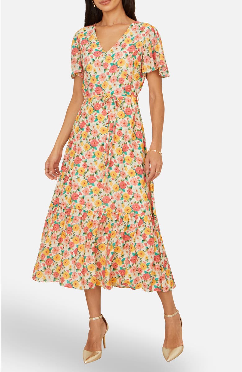 Yumi Midi Tea Dress, Alternate, color, Multi