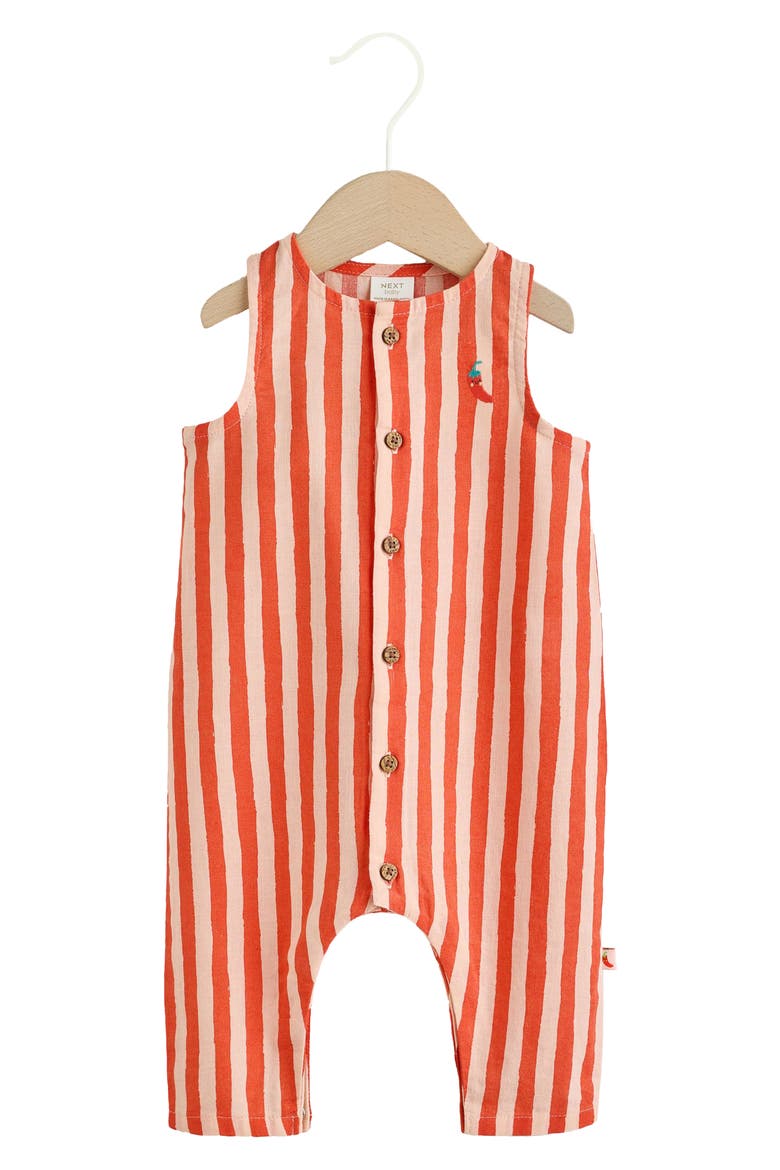 Just Chillin' Stripe Romper, Main, color, RED