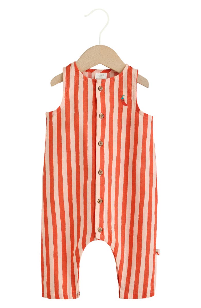 NEXT Just Chillin' Stripe Romper, Main, color, Red