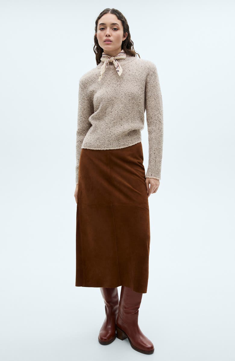 MANGO Perkins Donegal Mock Neck Sweater, Alternate, color, 