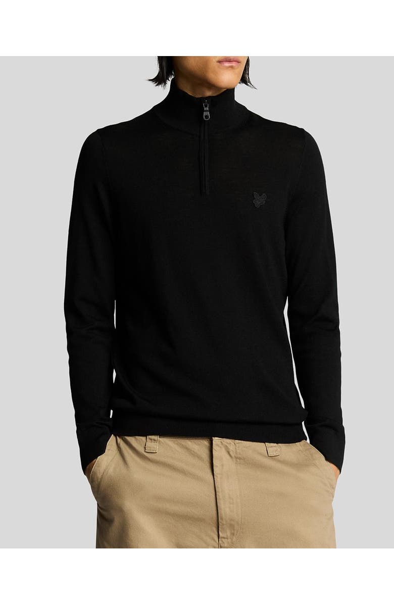 Lyle & Scott Eagle Merino Quarter Zip Sweater, Alternate, color, Jet Black