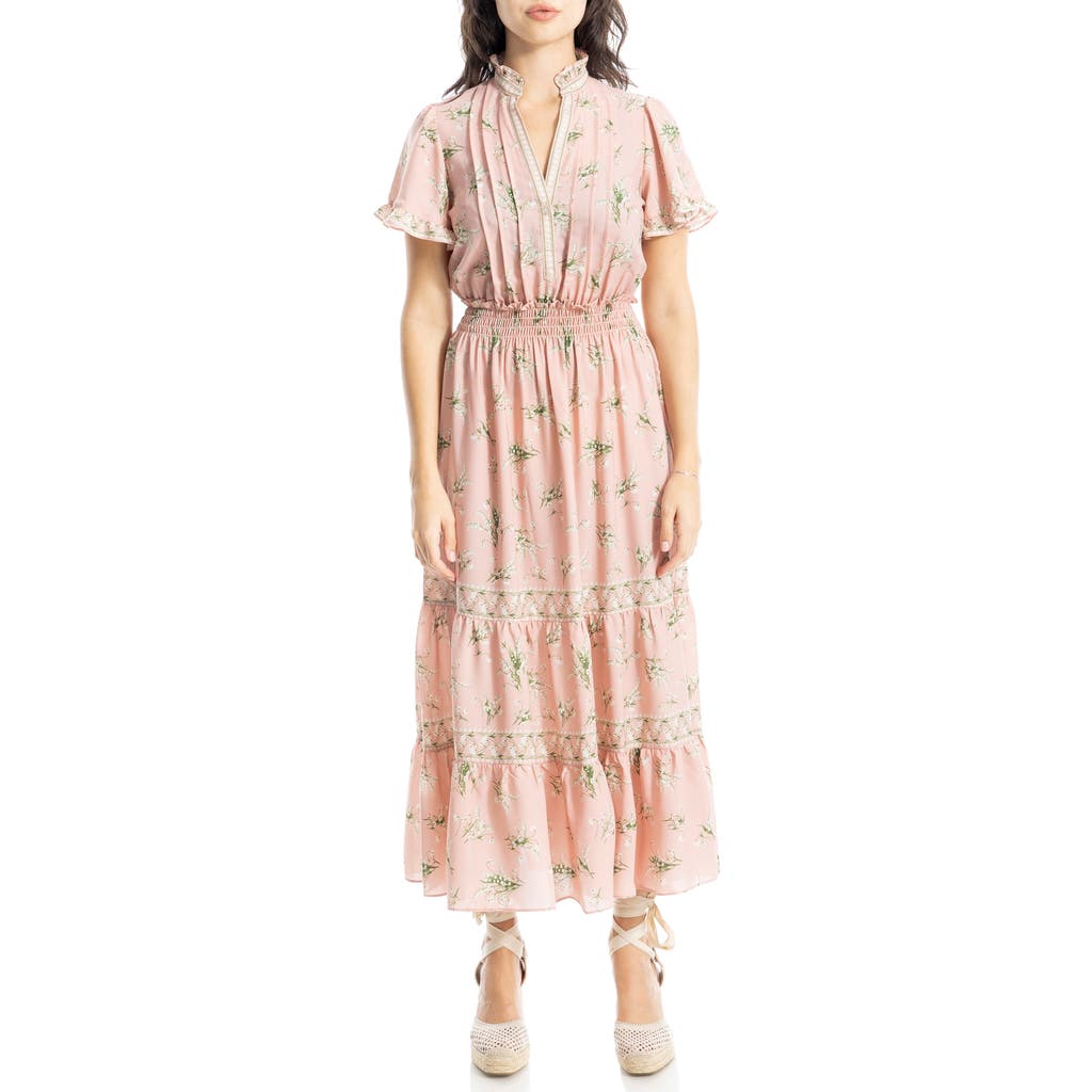 Max Studio Sleeveless Tiered Maxi Dress In Blsh Tssd Flrl Snwdrp