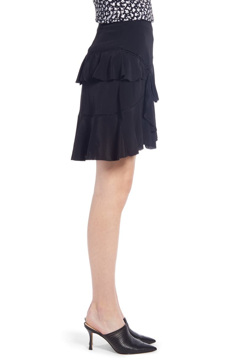 Tiered Ruffle High/Low Miniskirt (Nordstrom Exclusive), Alternate, color, BLACK