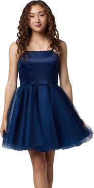 Un Deux Trois Satin and Tulle Party Dress in Longer Length