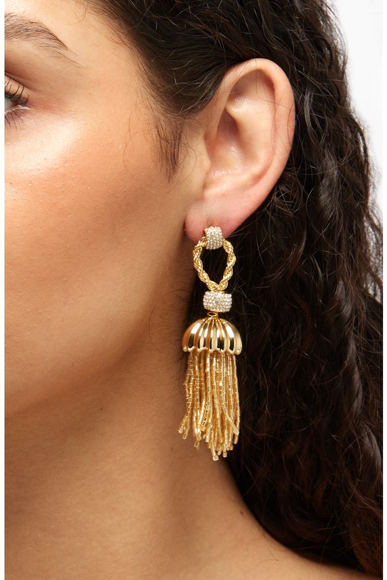 Chateau Rope Tassel Drop Earrings, Alternate, color, GOLD