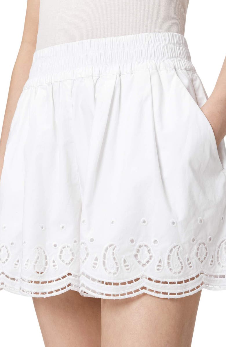 AllSaints Marie Cotton Eyelet Shorts, Alternate, color, Optic White