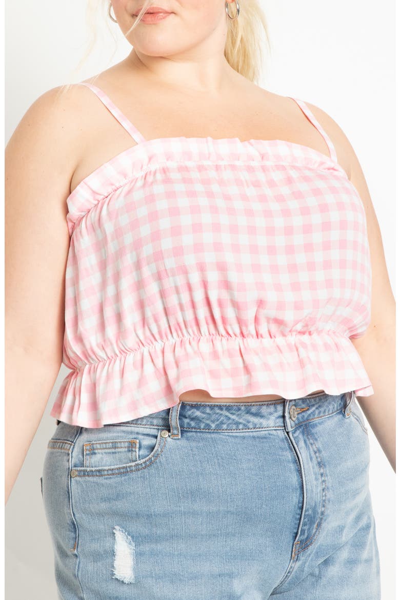Ruffle Gingham Crop Top, Alternate, color, CHECK IT OUT FIJI FLOWER