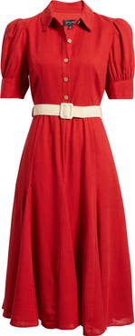 Tahari ASL Fit & Flare Midi Shirtdress