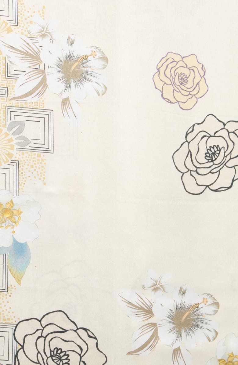 La Fiorentina Floral Print Silk Scarf, Alternate, color, Beige