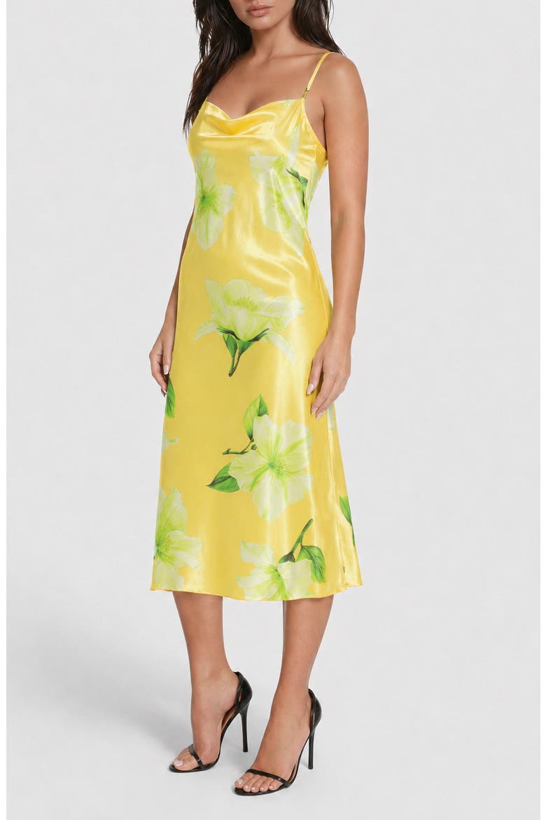 Cowl Neck Satin Slipdress, Alternate, color, YELLOW GREEN