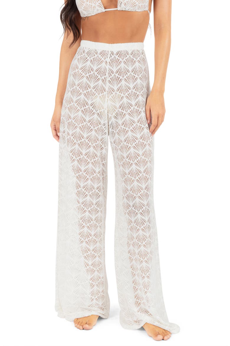 Open Stitch Wide Leg Cover-Up Pants, Main, color, EGRET