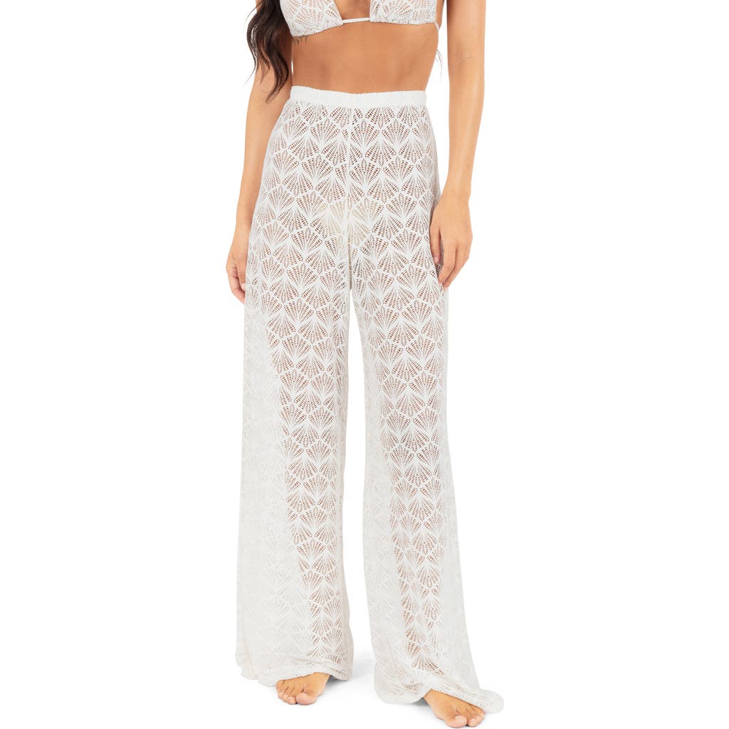 Hurley Open Stitch Wide Leg Cover-up Pants In White