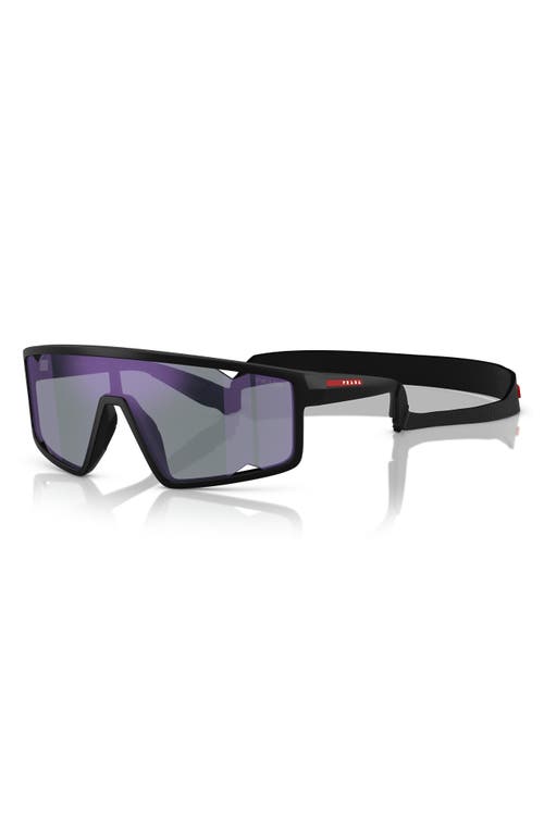 Prada Ps A03s 141mm Mirrored Rectangular Sunglasses In Matte Black