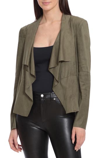 Bagatelle Draped Faux Suede Jacket In Brown