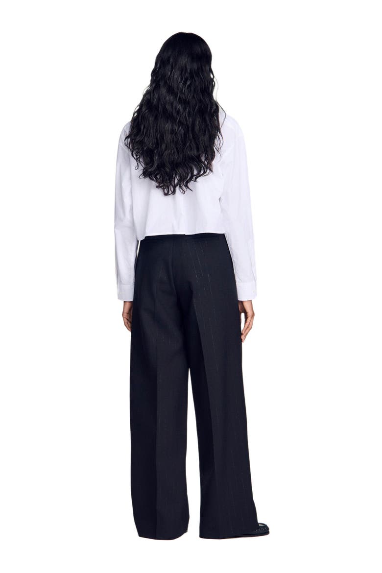 Striped wide-leg trousers, Alternate, color, Black
