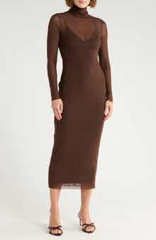 Marni Turtleneck Long Sleeve Mesh Dress