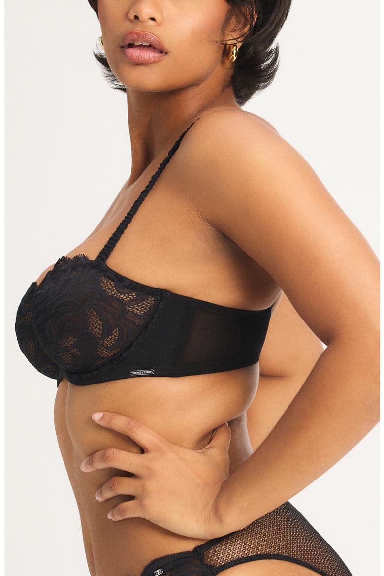 Lace Flow Unlined Balconette Bra, Alternate, color, BLACK CAVIAR