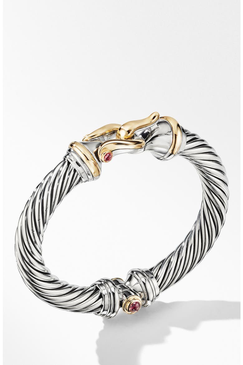 Cable Buckle Bracelet with 18K Yellow Gold and Rhodalite Garnet, Main, color, RHODOLITE GARNET