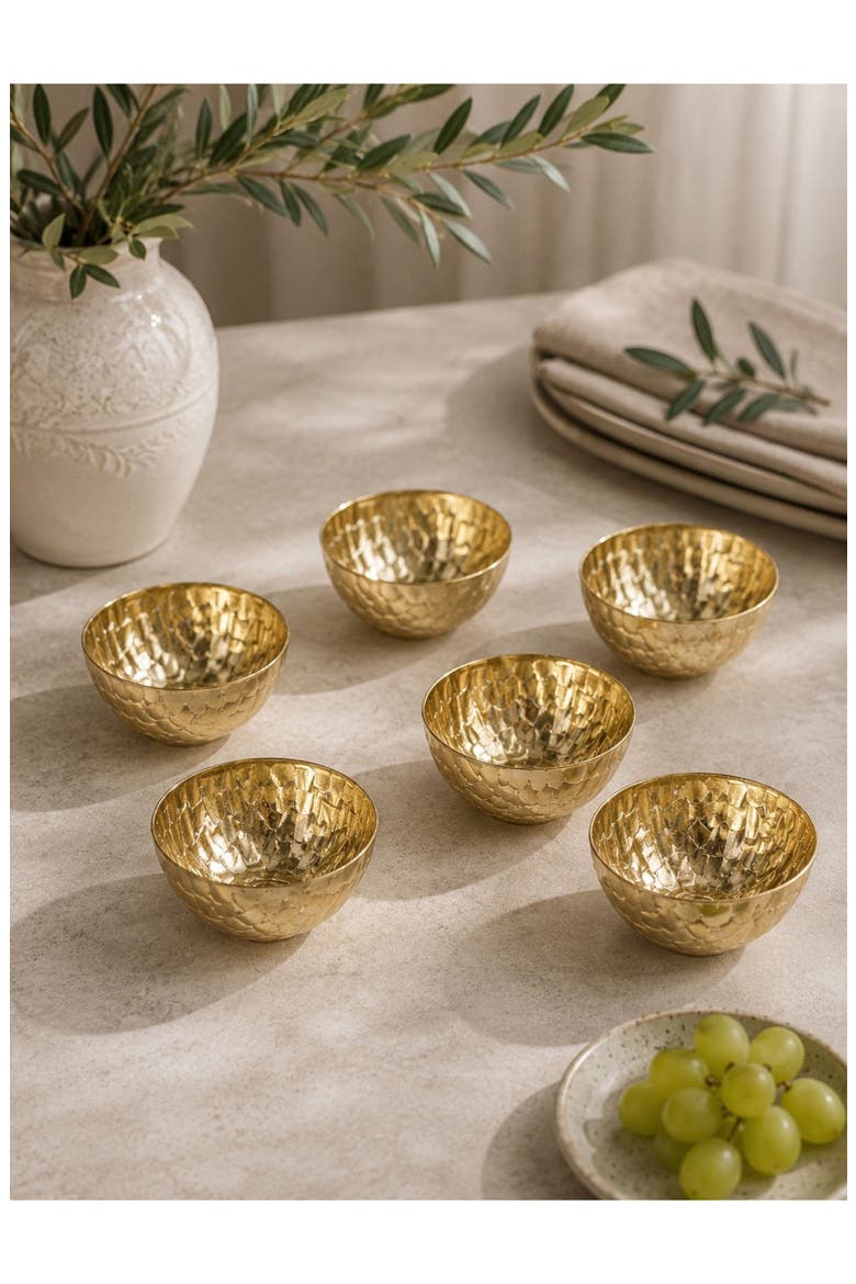 Braided Set of 6 Condiment Bowls, Alternate, color, GOLD