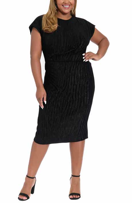 London Times Side Ruched Velvet Midi Dress