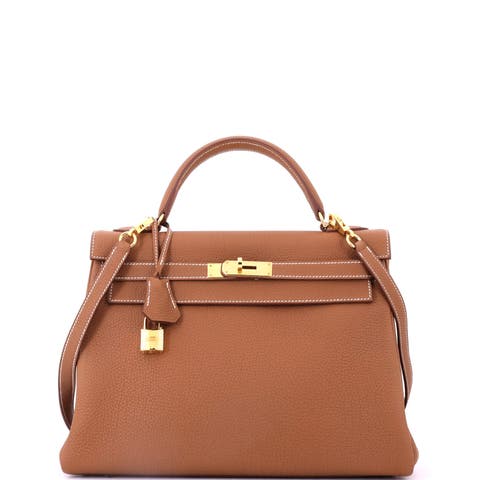 Kelly Handbag Brown Togo with Gold Hardware 32
