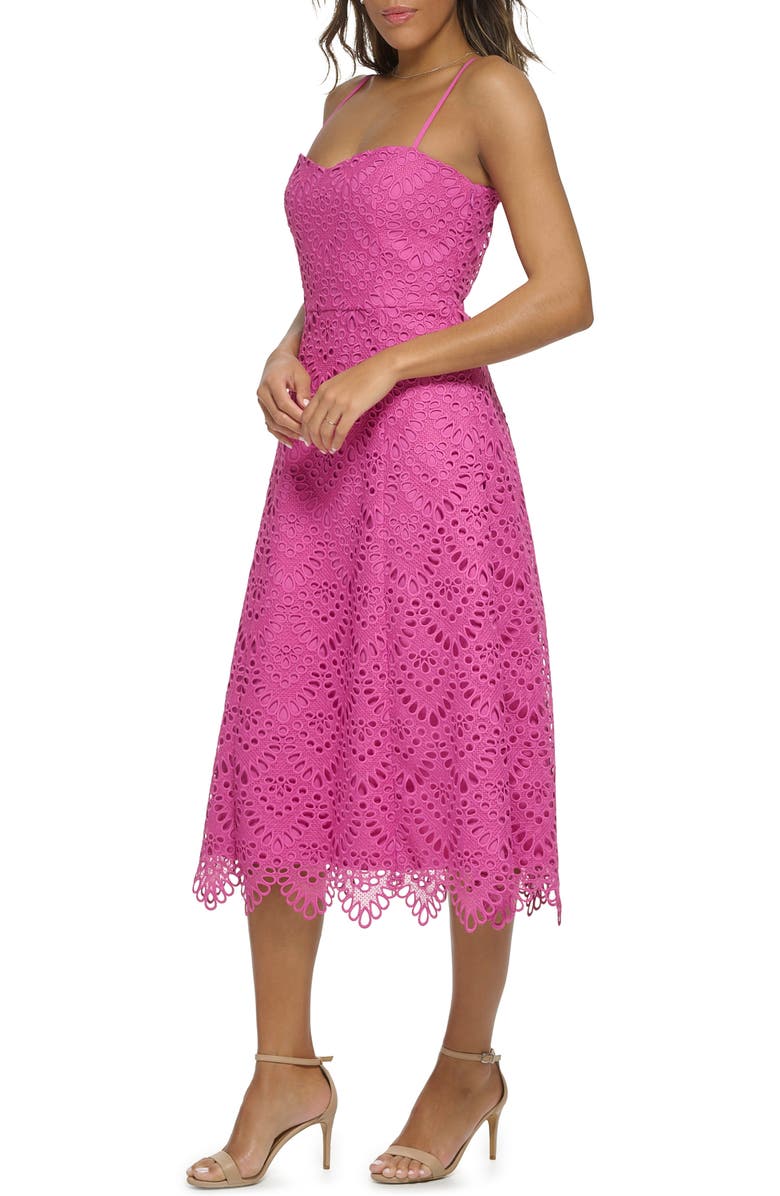 Donna Karan New York Lace Scallop Hem Fit & Flare Dress, Alternate, color,