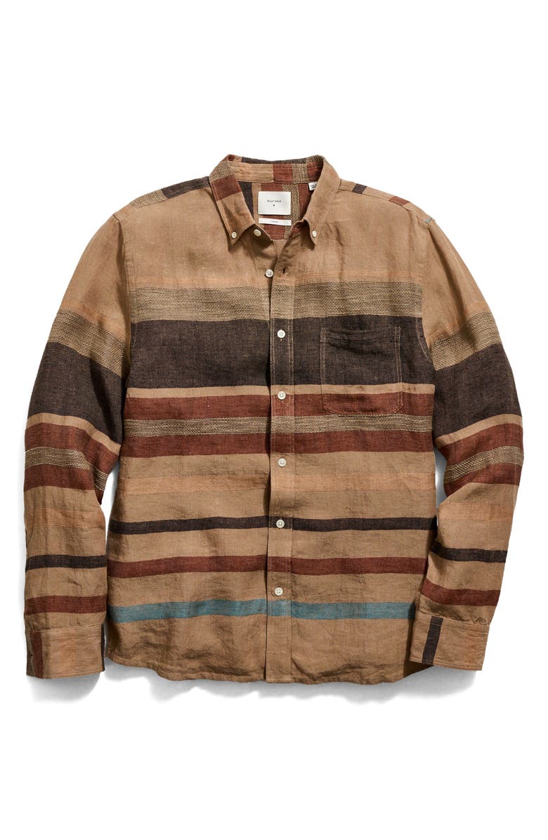 Billy Reid Tuscumbia Archive Stripe Button-Down Shirt, Alternate, color, Tan Multi