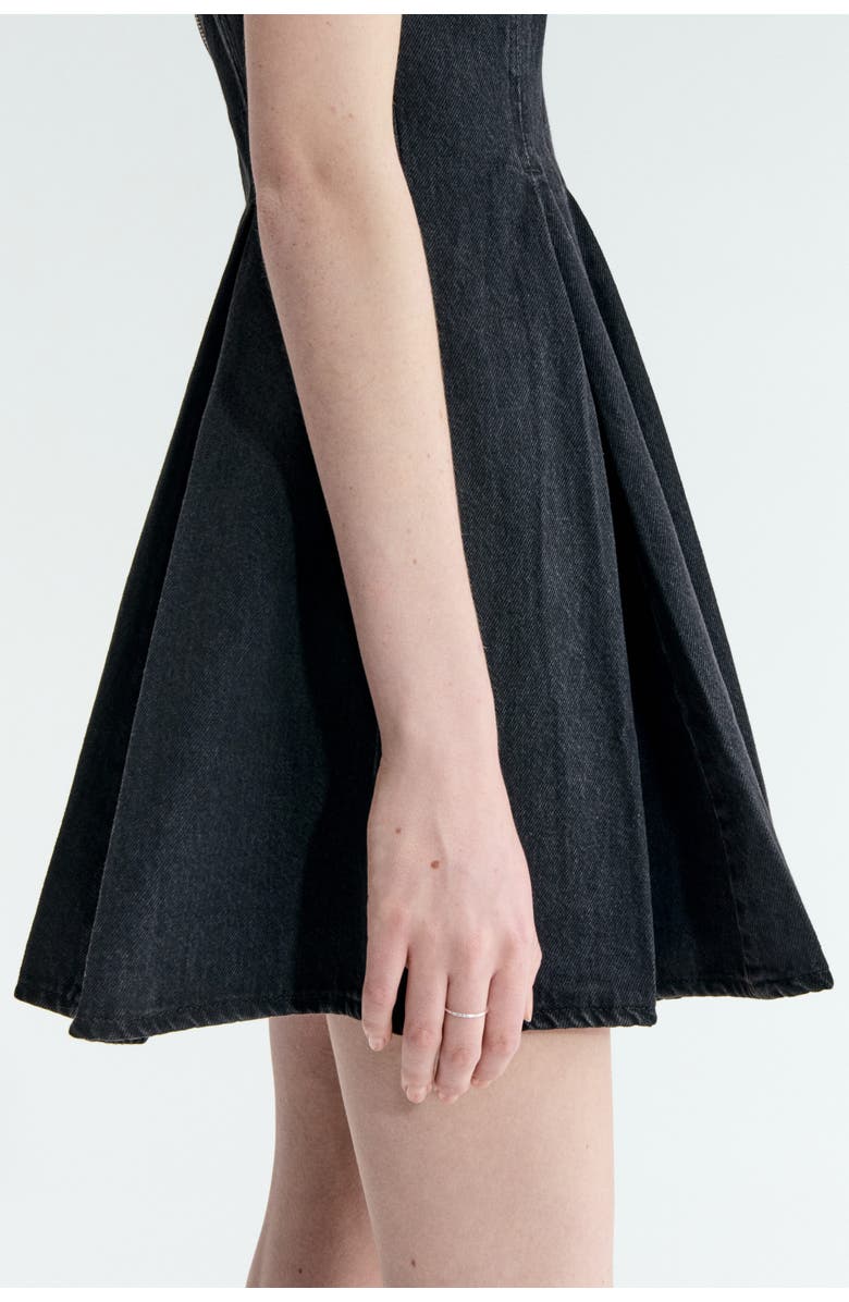 H&M Flared-skirt Denim Dress, Alternate, color, Washed Black