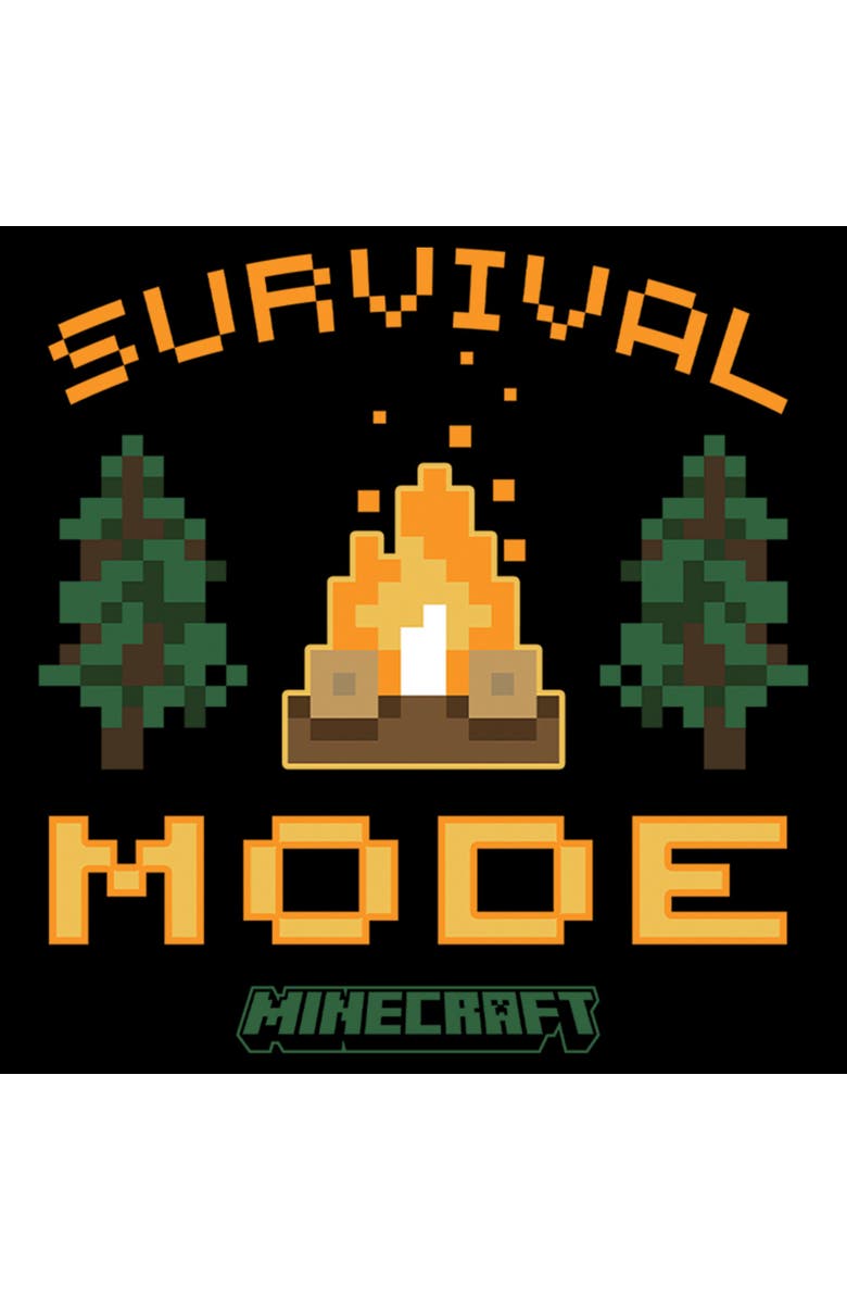 MINECRAFT Boy's Minecraft Campfire Survival Mode Graphic T-Shirt, Alternate, color, Black