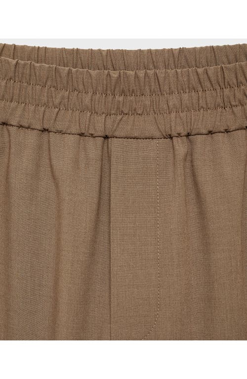 Mango Wide Leg Pull-on Pants In Medium Brown