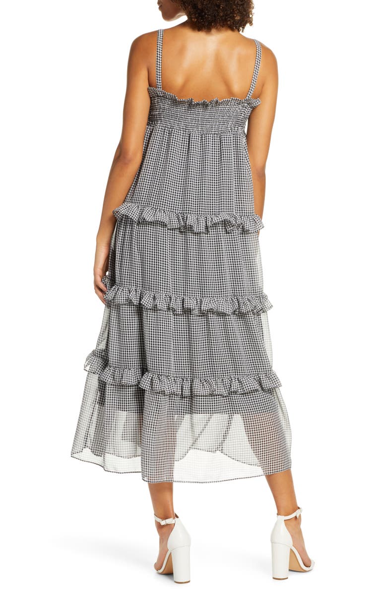 Cooper St Sunday Girl Frill Check Chiffon Midi Sundress, Alternate, color, 