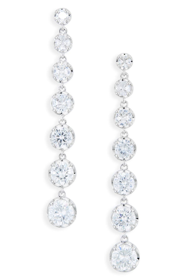 Blythe Linear Drop Earrings, Main, color, RHODIUM