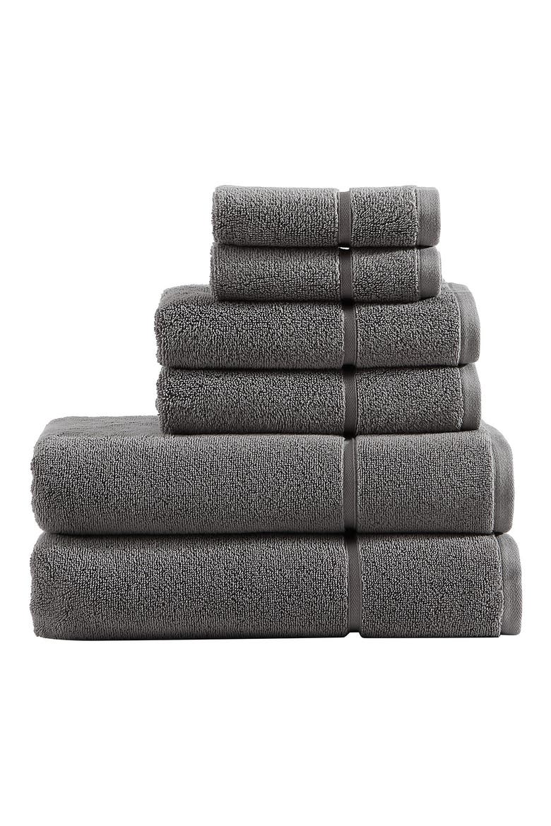 Modern Lux 6-Piece Bath Towel, Hand Towel & Washcloth Set, Main, color, COAL