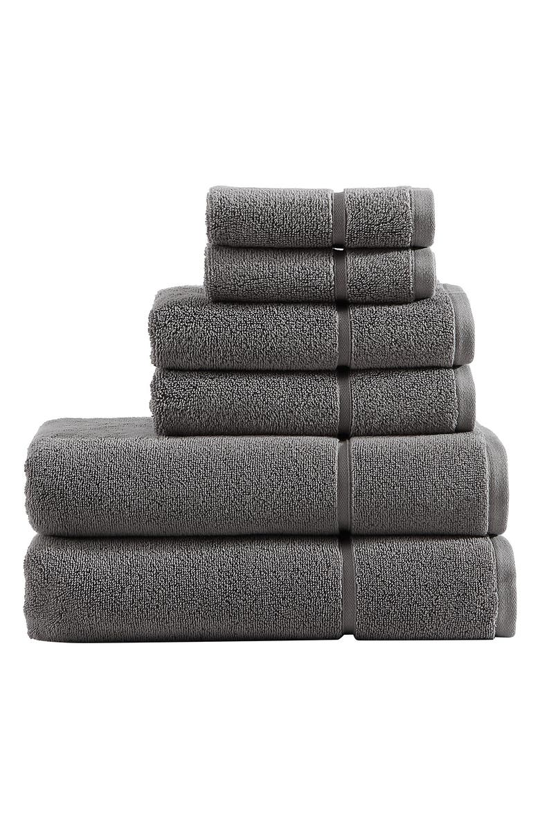 Vera Wang Modern Lux 6-Piece Bath Towel, Hand Towel & Washcloth Set, Main, color, Coal