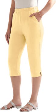 Roaman's Plus Size Soft Knit Relaxed Pull On Capri Pant