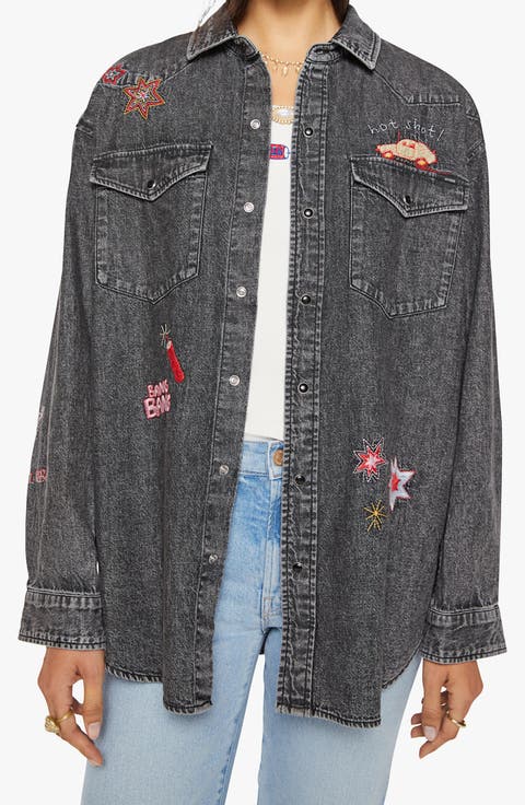 The Exes & Ohs Embroidered Denim Western Shirt