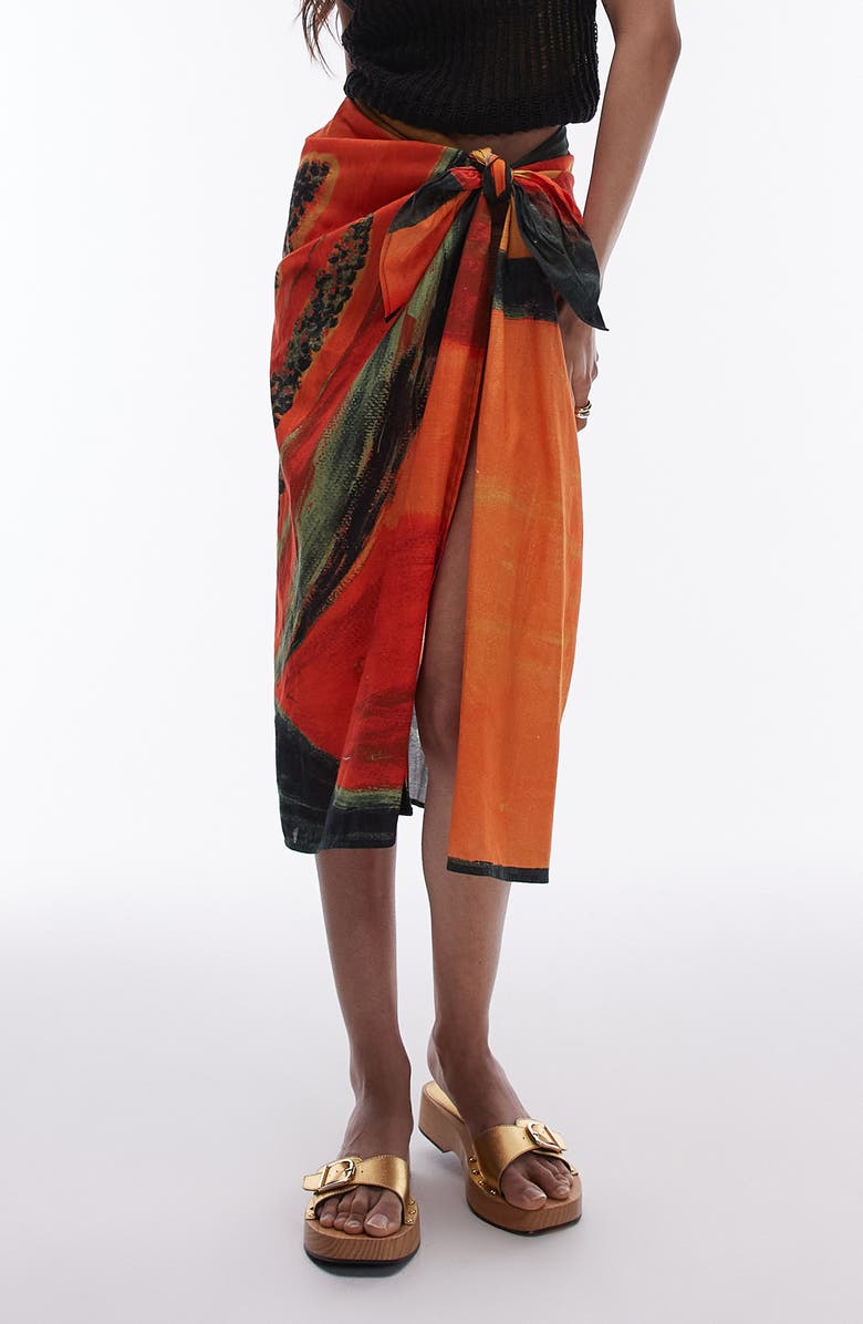 Topshop Papaya Midi Sarong, Main, color, 