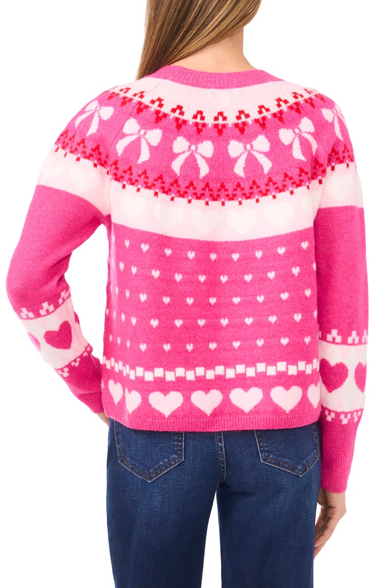 CeCe Heart Bow Fair Isle Sweater, Alternate, color, Paradox