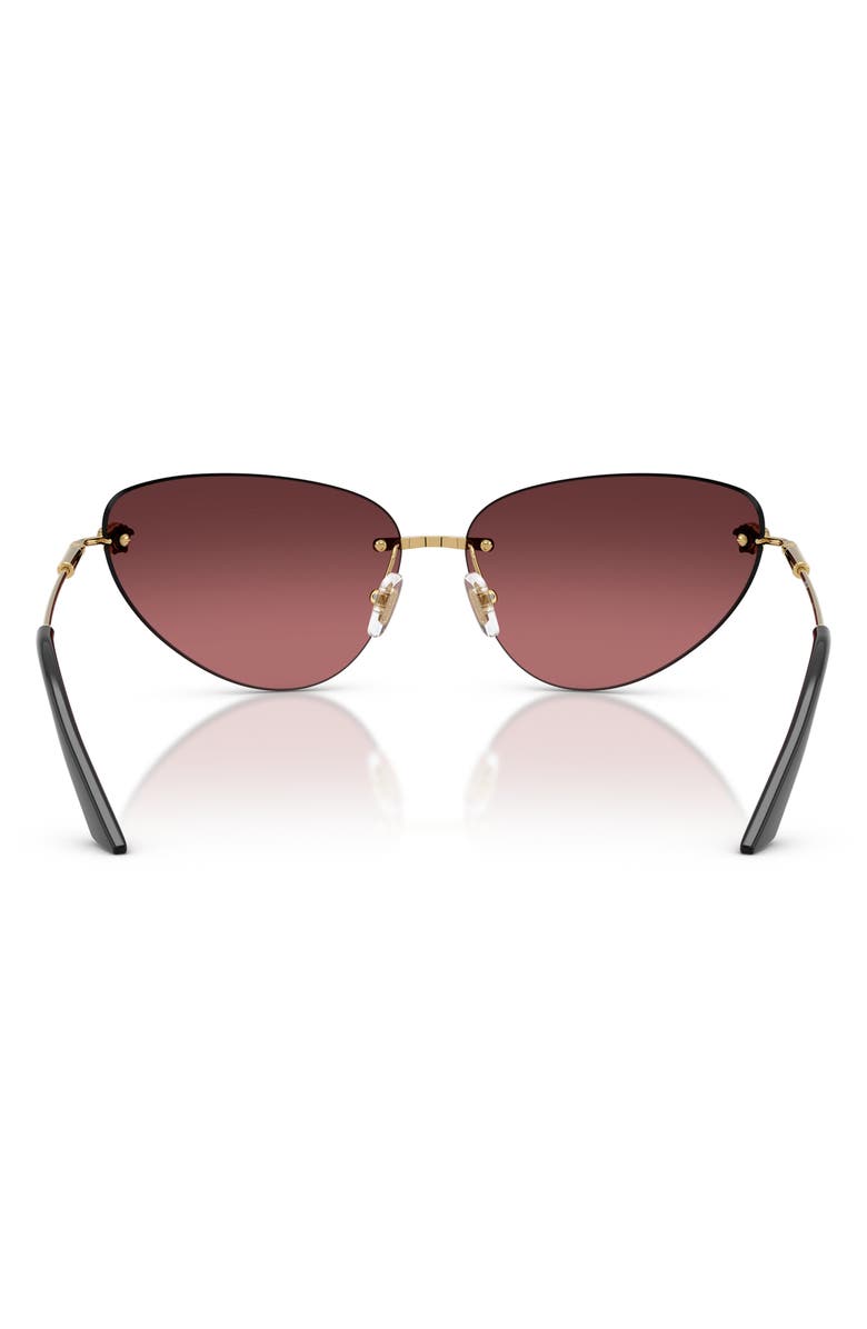 Versace 64mm Oversize Rimless Gradient Cat Eye Sunglasses, Alternate, color, Gold/ Pink Mirror Silver
