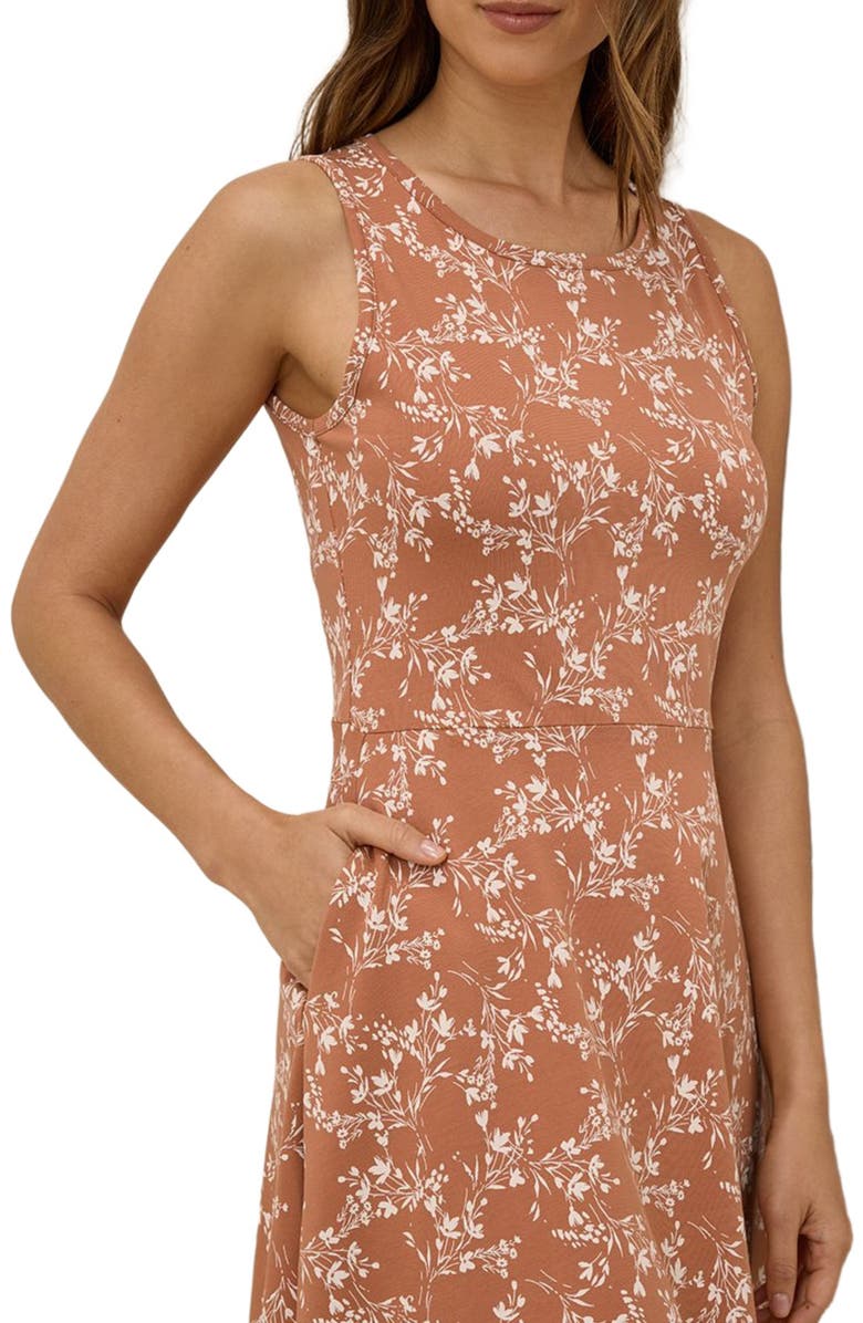 Pact Organic Cotton Fit & Flare Keyhole Back Dress, Alternate, color, Bouquet Blooms Ochre