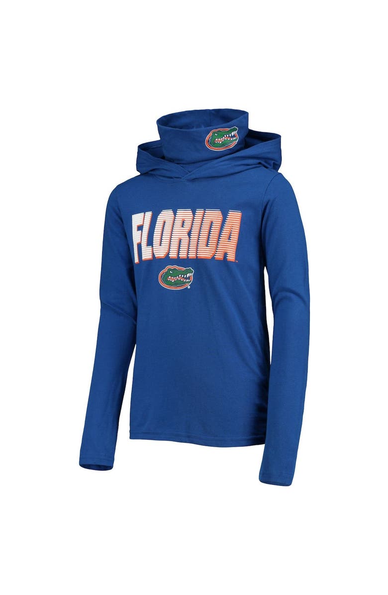 Outerstuff Youth Royal Florida Gators Blocker Sewn-in Gaiter Long Sleeve Hoodie T-Shirt, Alternate, color, 