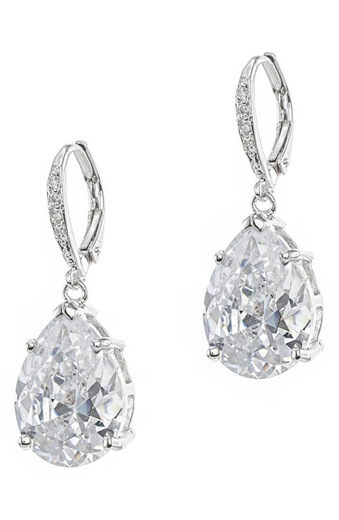 Cubic Zirconia Pear Drop Earrings