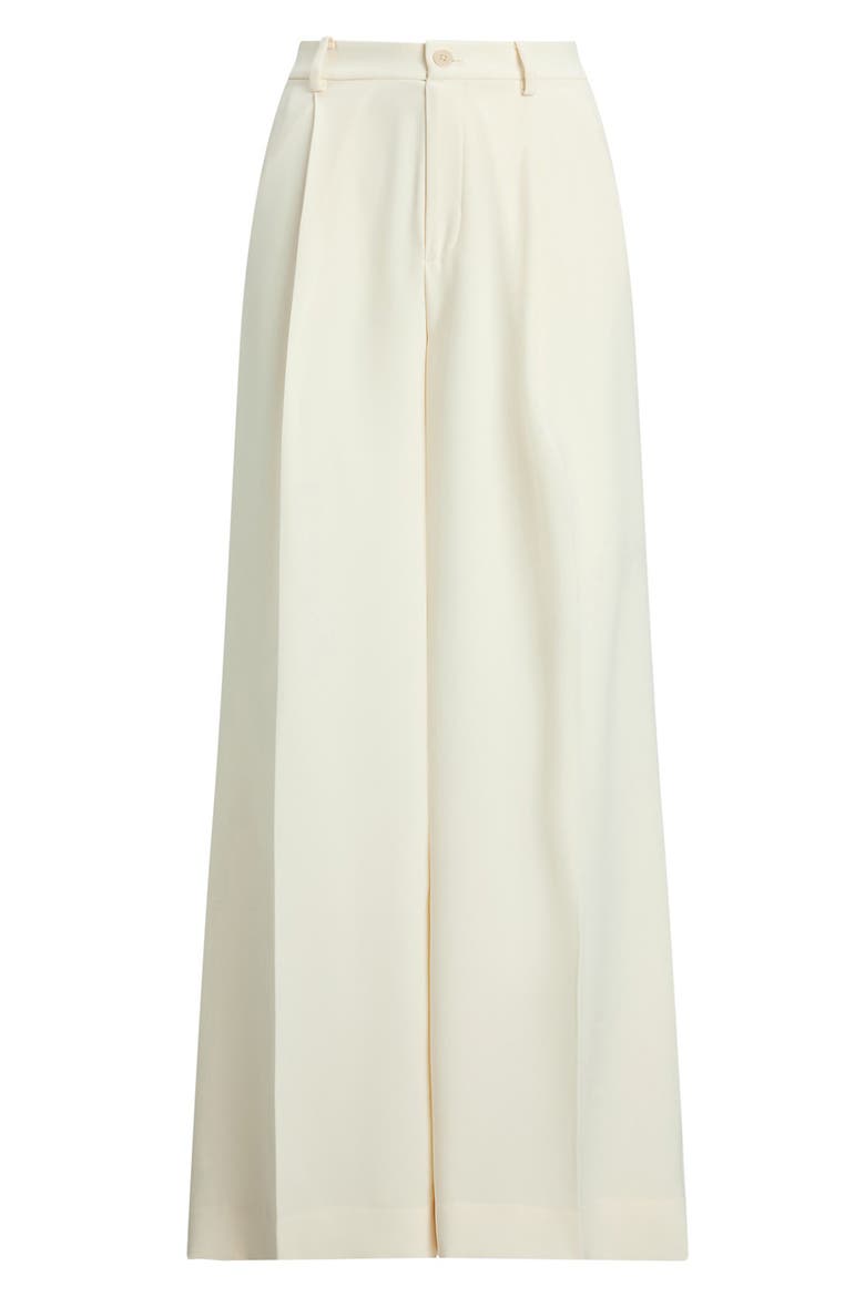 Wide Leg Pleat Crepe Pants, Alternate, color, MASCARPONE CREAM